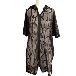 Krista black sheer swimsuit coverup XL. 0978
